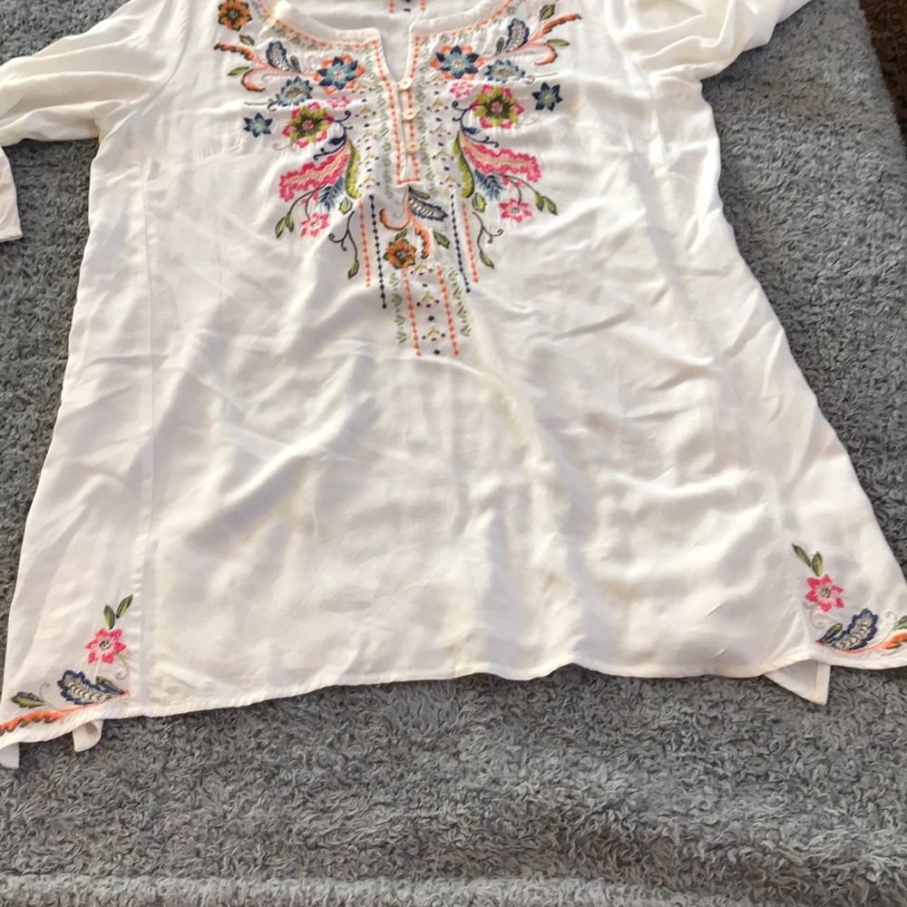 J. Jill White Embroidered Floral Cotton Tunic - Picture 6 of 8